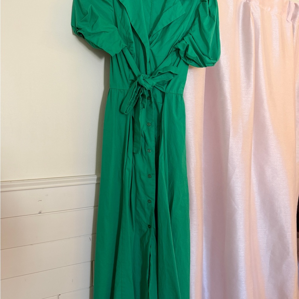 DKNY Bright Green Long Sleeve Dress